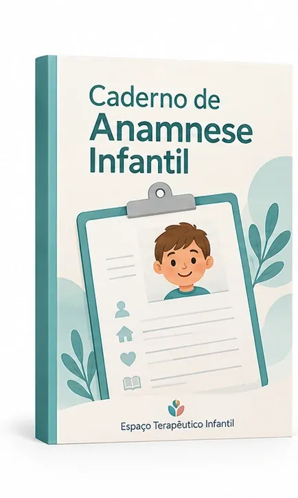 Mockup ilustrativo do PDF Caderno de Anamnese Infantil