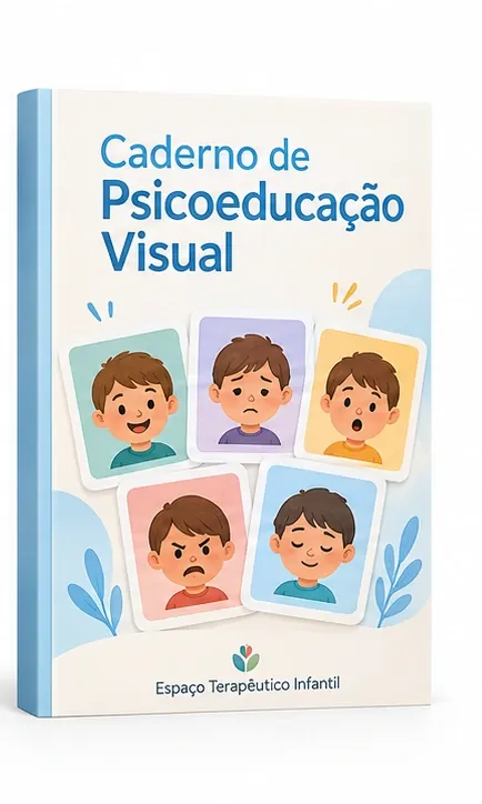 Mockup ilustrativo do PDF Caderno de Psicoeducação Visual
